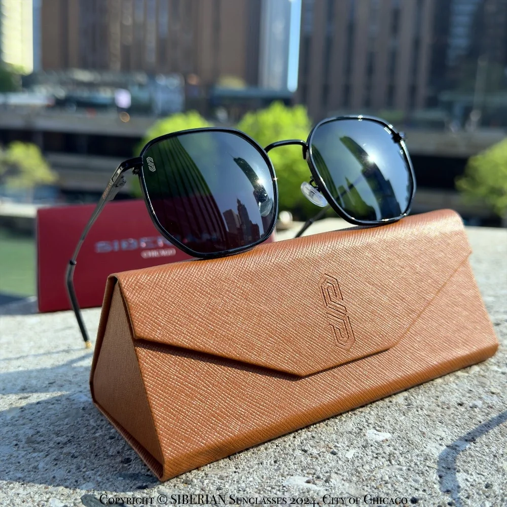 🇺🇸SIBERIAN Hexagonal BLACK Sunglasses Men/Women
